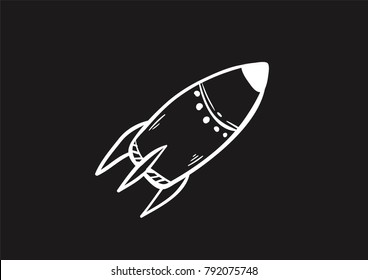 missile doodle flat black icon vector 
