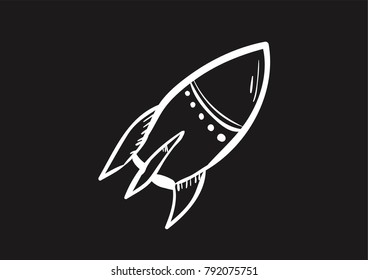 missile doodle flat black icon vector 