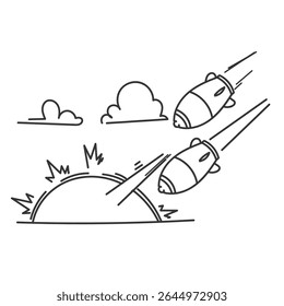 missile explosion impact  in doodle cartoon