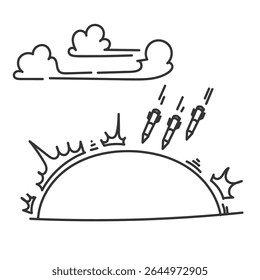 missile explosion impact  in doodle cartoon