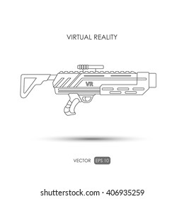 Missile. Gun for virtual reality system. Video game weapons. Video game guns. Outline drawing. Vector illustration