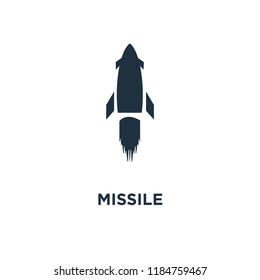 Missile icon. Black filled vector illustration. Missile symbol on white background. Can be used in web and mobile.