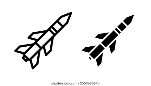 Missile Icon collection in filled and stroke style.