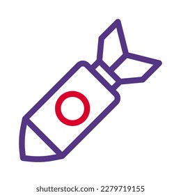 icono del misil estilo duocolor color púrpura rojo ilustración militar vector elemento del ejército y símbolo perfecto. Signo de icono de la colección moderna para la web.