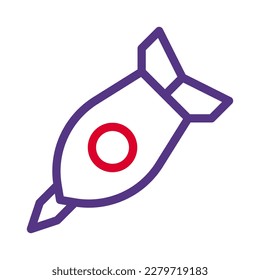 icono del misil estilo duocolor color púrpura rojo ilustración militar vector elemento del ejército y símbolo perfecto. Signo de icono de la colección moderna para la web.