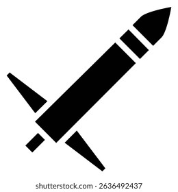 Missile icon Flat outline fill black and white