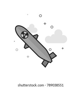 Missile icon in flat outlined grayscale style. Vector illustration.