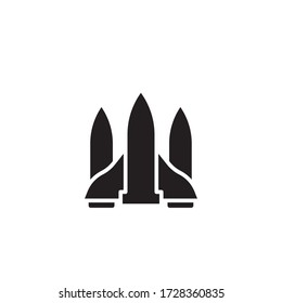 ilustración vectorial de glifo de icono de misil. aislado en fondo blanco
