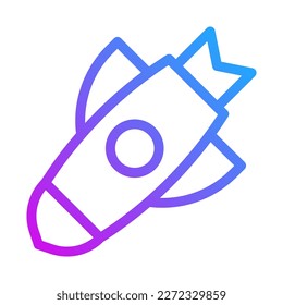missile icon gradient purple style military illustration vector army element and symbol perfect. Icon sign from modern collection for web.
