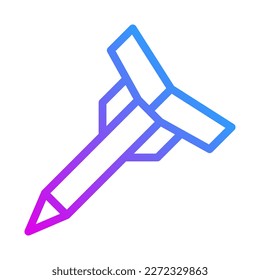 icono de misil gradiente estilo púrpura ilustración militar vector elemento del ejército y símbolo perfecto. Signo de icono de la colección moderna para la web.