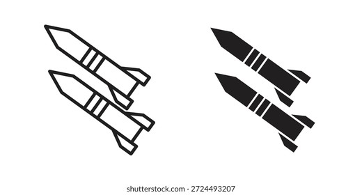 Missile icon illustration, thin line vector, web design sign,