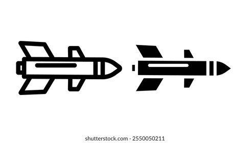 Missile Icon set in black filled and line.