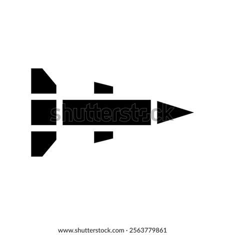 Missile icon silhouette. Concept of war, weapon, and conflict.