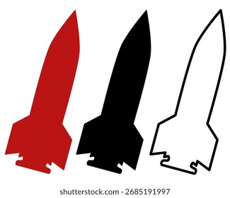 Icono del misil, estilo plano simple, Ilustración vectorial, símbolo, pictograma de la Plantilla del logotipo del diseño, para UI o UX aislado en blanco para el App móvil, editable