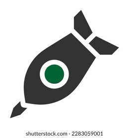 missile icon solid grey green colour military illustration vector army element and symbol perfect. Icon sign from modern collection for web.