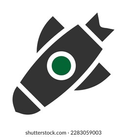 missile icon solid grey green colour military illustration vector army element and symbol perfect. Icon sign from modern collection for web.