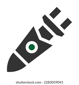 missile icon solid grey green colour military illustration vector army element and symbol perfect. Icon sign from modern collection for web.