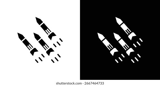 Colección de símbolo de icono de misil. Vector plano ilustración de stock.