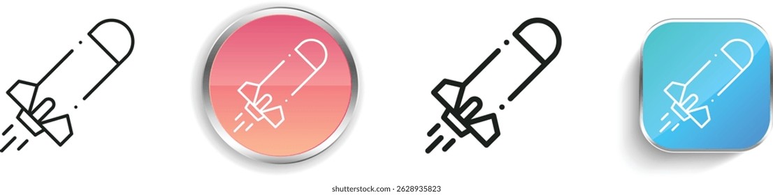 missile icon. Thin Linear, Regular and Button Style Design Isolated On White Background