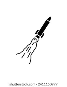 Raketensymbol, Vektorsymbol mit der besten flachen Linie.