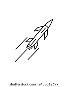 Icono de misil, ícono de la mejor línea de Vector.