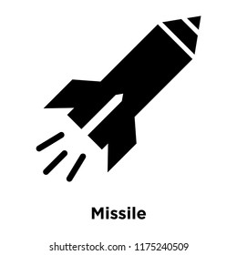 Missile icon vector isolated on white background, logo concept of Missile sign on transparent background, filled black symbol