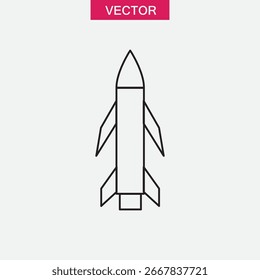 Missile Symbol Vektor Set Sammlung für Web flache lineare Illustration für Web und App..eps
