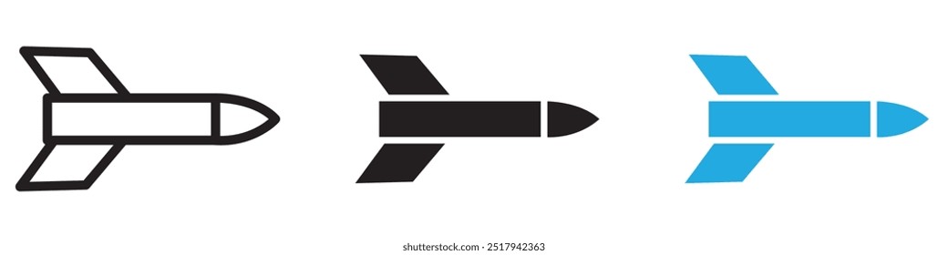 Ilustración de conjunto de Vector de icono de misil