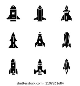 Missile icons set. Simple set of 9 missile vector icons for web isolated on white background