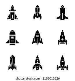 Missile icons set. Simple set of 9 missile vector icons for web isolated on white background