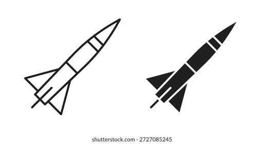 Missile icons set. Simple line vector illustration