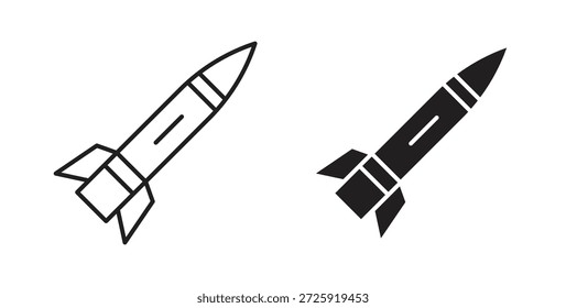 Missile icons. Vector linear icon isolated on white background.