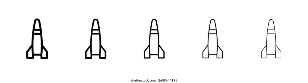 Missile icons vectors set in different stroke lines