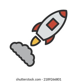 Missile Launch Icon Vector Image. Can Also Be Used For Space. Suitable For Mobile Apps, Web Apps And Print Media.