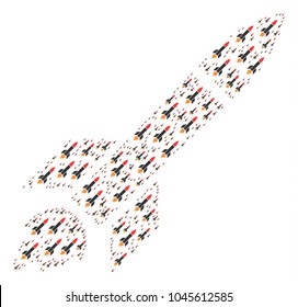 Missile Launch illustration composed in the set of missile launch elements. Vector iconized composition composed with simple pictograms.