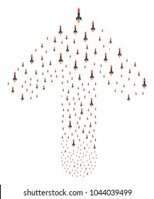 Missile Launch illustration done in the set of up motion arrow. Up cursor arrow composition made from missile launch pictographs.