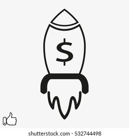 missile launch off, currency, icon, vector illustration EPS 10