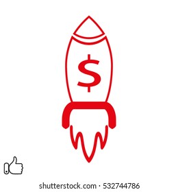 missile launch off, currency, icon, vector illustration EPS 10