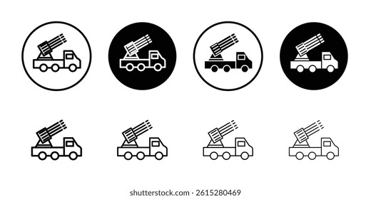 Missile Launcher icon Flat simple outline set
