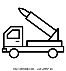 Logotipo de arte de contorno delgado plano del icono del lanzador de misiles