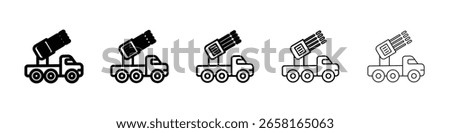 Missile Launcher icon isolated vector on white background set