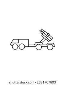icono del lanzador de misiles, icono de la mejor línea del vector.