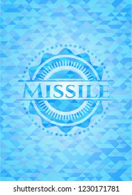 Missile light blue emblem with triangle mosaic background