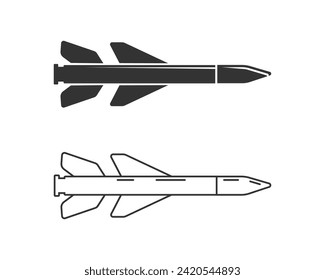 Missile line icon set in modern flat style sign Vector