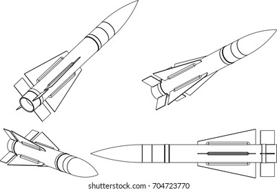 Missile Line Vector Illustration.