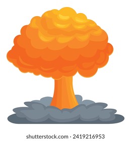Vector de caricatura de icono de la explosión nuclear de misiles. Fuerza del dispositivo. Reactor de aire de temporizador