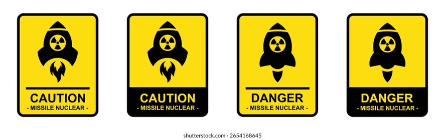 Ícone de aviso de míssil nuclear, ilustração vetorial