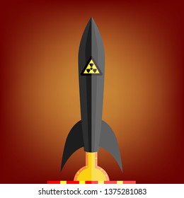 Missile with nuclear weapons. Vector illustration in flat style.
