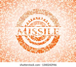 Missile orange mosaic emblem with background