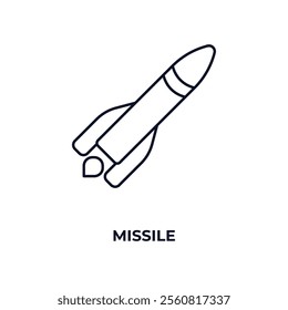 missile outline icon. Linear vector from army and military concept. Thin line missile icon isolated on white background